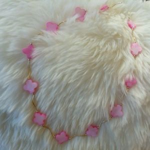 Pink Abalone Shell Clover Necklace